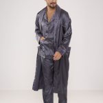 Elegancka satynowa piżama męska De Lafense 939 szara