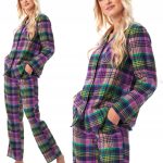 KEY piżama damska LNS 409 FLANELOWA rozpinana # 2XL 44 HURTOWNIA rajstop i bielizny FALKORIA
