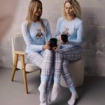 Katrin Piżama Damska długi rękaw, długie spodnie Italian Fashion niebieski/druk