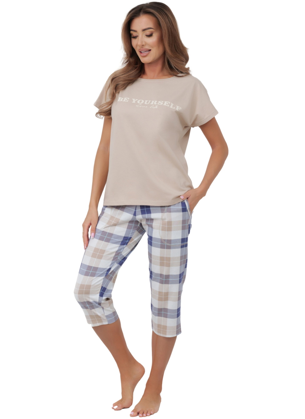 italian-fashion-pizama-786dxw.jpg Piżama damska Italian Fashion RIMA kr.3/4 beżowy/druk - obrazek 1