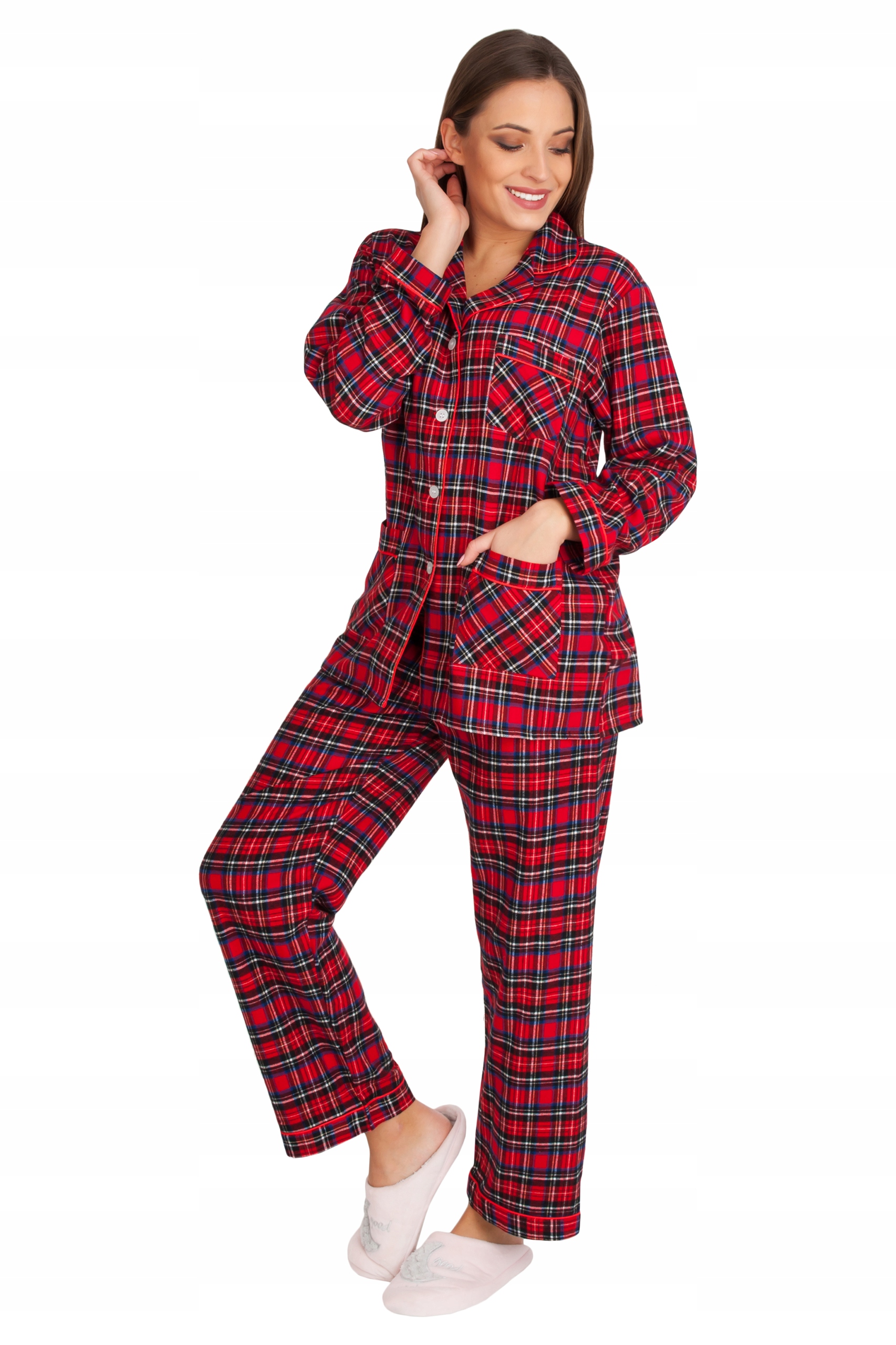 pizama-damska-flanelowa-526yep.jpg Piżama damska Flanelowa Kratka Czerwona - obrazek 1