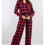 Komplet EMPORIO ARMANI piżama flanelowa w kratę czerwona EGO IST IN