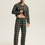 Męska piżama flanelowa Nut zielona ELEGANTO.pl