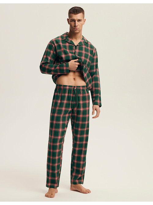 pizama-flanelowa-meska-664zia.jpg Męska piżama flanelowa Nut zielona ELEGANTO.pl - obrazek 1