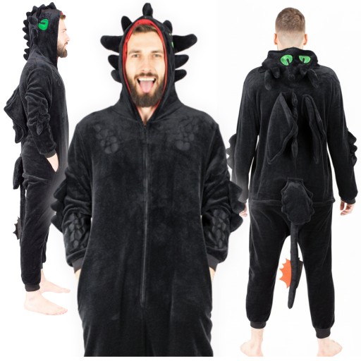 pizama-jednoczesciowa-meska-248ilm.jpg KIGURUMI ONESIE PIŻAMA MĘSKA NOCNA FURIA SZCZERBATEK CZARNA ROZPINANA L, 5903760284497 • Cena • Opinie Allegro - obrazek 1