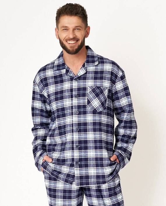 pizama-meska-flanelowa-048dil.jpg Piżama męska KEY MNS 411 flanela granatowa duże rozmiary - obrazek 1
