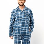 Piżama męska Flanelowa Key MNS 492 B25 rozpinana niebieska