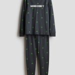 Piżama z bawełnianego dżerseju z nadrukiem Ciemnoszary/Minecraft Dziecko | H&M PL