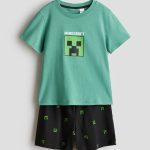 Bawełniana piżama z nadrukiem Zielony/Minecraft Dziecko | H&M PL