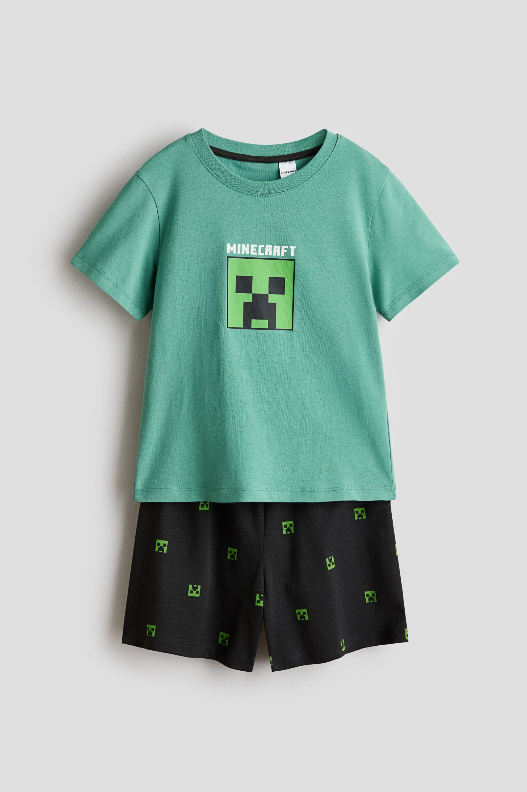 pizama-minecraft-511guo.jpg Bawełniana piżama z nadrukiem Zielony/Minecraft Dziecko | H&M PL - obrazek 1