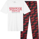 Stranger Things Zestaw piżam dziewczęcych, koszulka i długie spodnie dla dzieci i nastolatków, wygodna piżama, odzież wypoczynkowa, miękka bielizna nocna, prezenty dla dziewcząt, biały/czarny, 15 lat : Amazon.pl: Moda