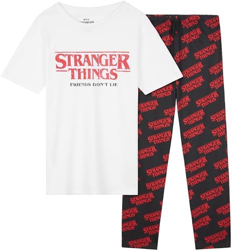 pizama-stranger-things-372ilo.jpg Stranger Things Zestaw piżam dziewczęcych, koszulka i długie spodnie dla dzieci i nastolatków, wygodna piżama, odzież wypoczynkowa, miękka bielizna nocna, prezenty dla dziewcząt, biały/czarny, 15 lat : Amazon.pl: Moda - obrazek 1