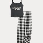 Piżama na ramiączkach Stranger Things™ z przewagą bawełny (6–16 lat) | BLACK | Komplety piżamy | M&S PL