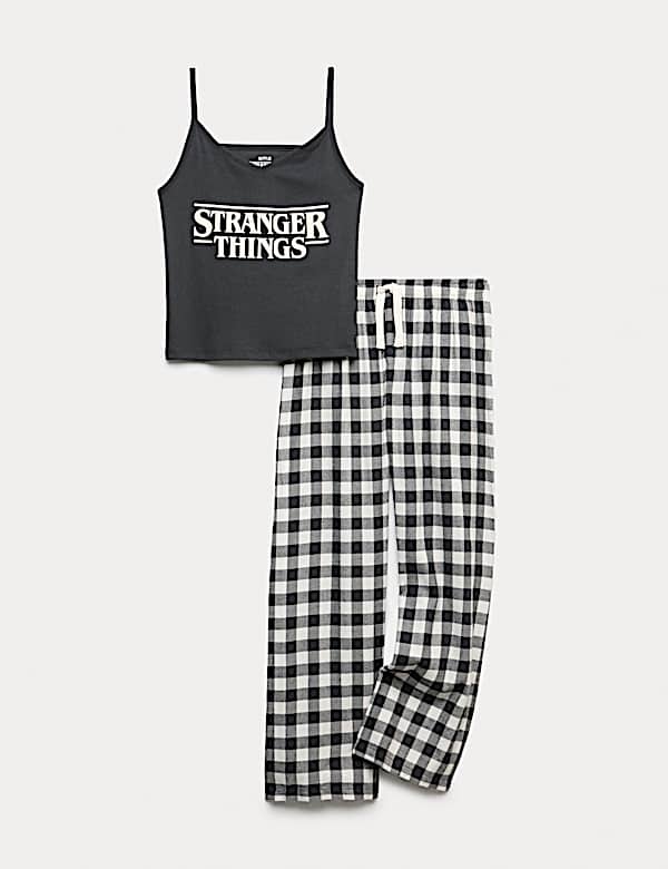 pizama-stranger-things-891nik.jpg Piżama na ramiączkach Stranger Things™ z przewagą bawełny (6–16 lat) | BLACK | Komplety piżamy | M&S PL - obrazek 1