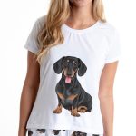 Czarny zestaw piżamowy Dachshund Wiener z krótkimi spodenkami dla kobiet, piżama jamnik jamnik na dzień matki, uroczy prezent dla mamy, zabawny strój miłośniczki zwierząt Etsy Polska