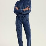 Delanie Henderson 43722 navy – piżama welurowa damska, komplet długi