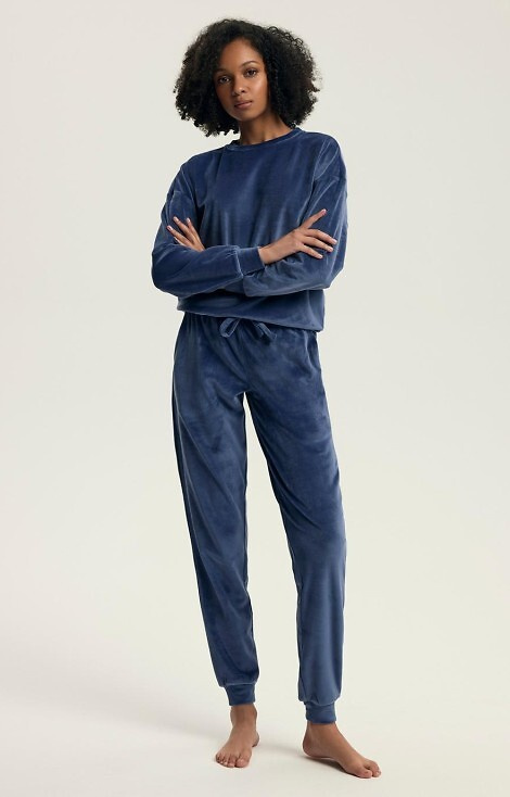 pizama-welurowa-904bry.jpg Delanie Henderson 43722 navy – piżama welurowa damska, komplet długi - obrazek 1
