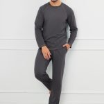 Salomon Piżama Męska długi rękaw, długie spodnie Italian Fashion grafitowy/miodowy