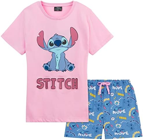 pizamy-stich-890pih.jpg Disney Stitch piżama dziewczęca dla dzieci i nastolatków 2 częściowa bielizna nocna krótkie piżamy dla dziewczynek miękka oddychająca odzież domowa ... - obrazek 1