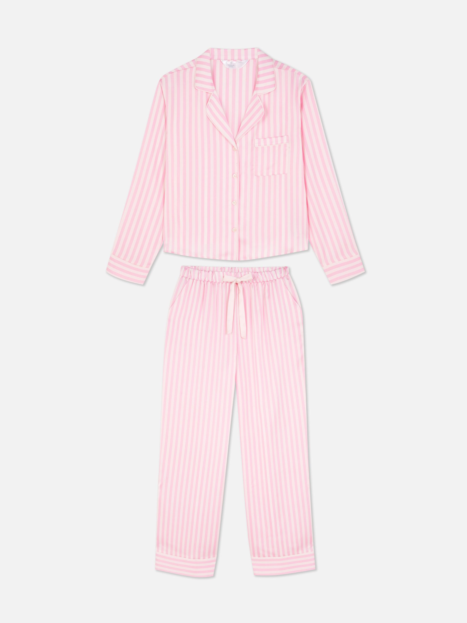 primark-pizama-730mxq.jpg Satynowa piżama w paski Różowy Damskie | Primark - obrazek 1