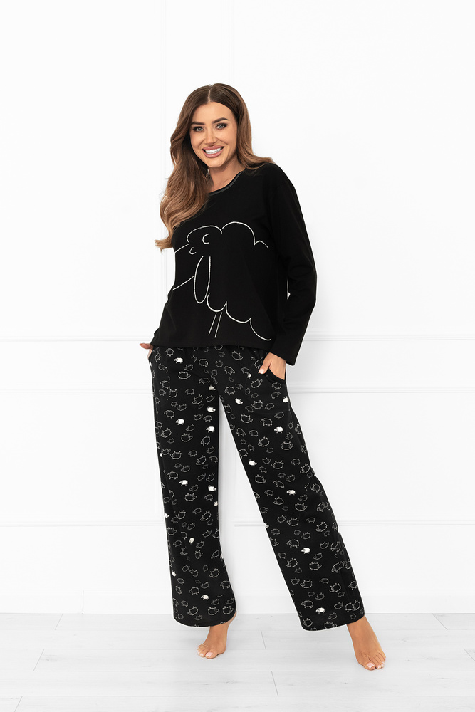 rafjolka-pizamy-damskie-656fpm.jpg Piżama damska Bonnie – bawełna, długi rękaw, długie spodnie, owieczki Italian Fashion - obrazek 1