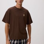 Two piece pyjama set with embroidery COLOUR brown RESERVED 918ER 88X