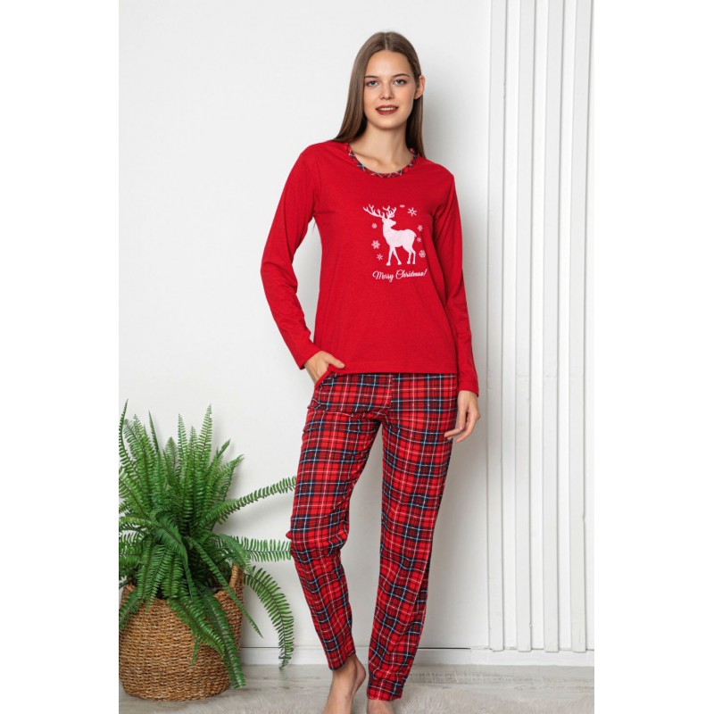 swiateczna-pizama-322ksf.jpg Świąteczna czerwona piżama damska na zimę M L XL XXl - obrazek 1