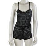 Tezenis koronkowy kombinezon body piżama w kolorze czarnym
