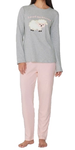tezenis-pizama-735pmn-1.jpg TEZENIS piżama długa SZARA z APLIKACJĄ baranek roz. S bawełna - obrazek 1