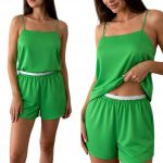 TEZENIS damska satynowa piżama szorty "verde vivance" M/38