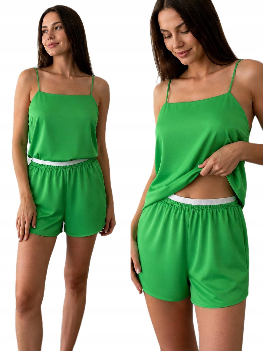 tezenis-pizama-885jcr-1.jpg TEZENIS damska satynowa piżama szorty "verde vivance" M/38 - obrazek 1