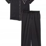 Piżama satynowa Victoria's Secret czarna logowana XS (S) Regular