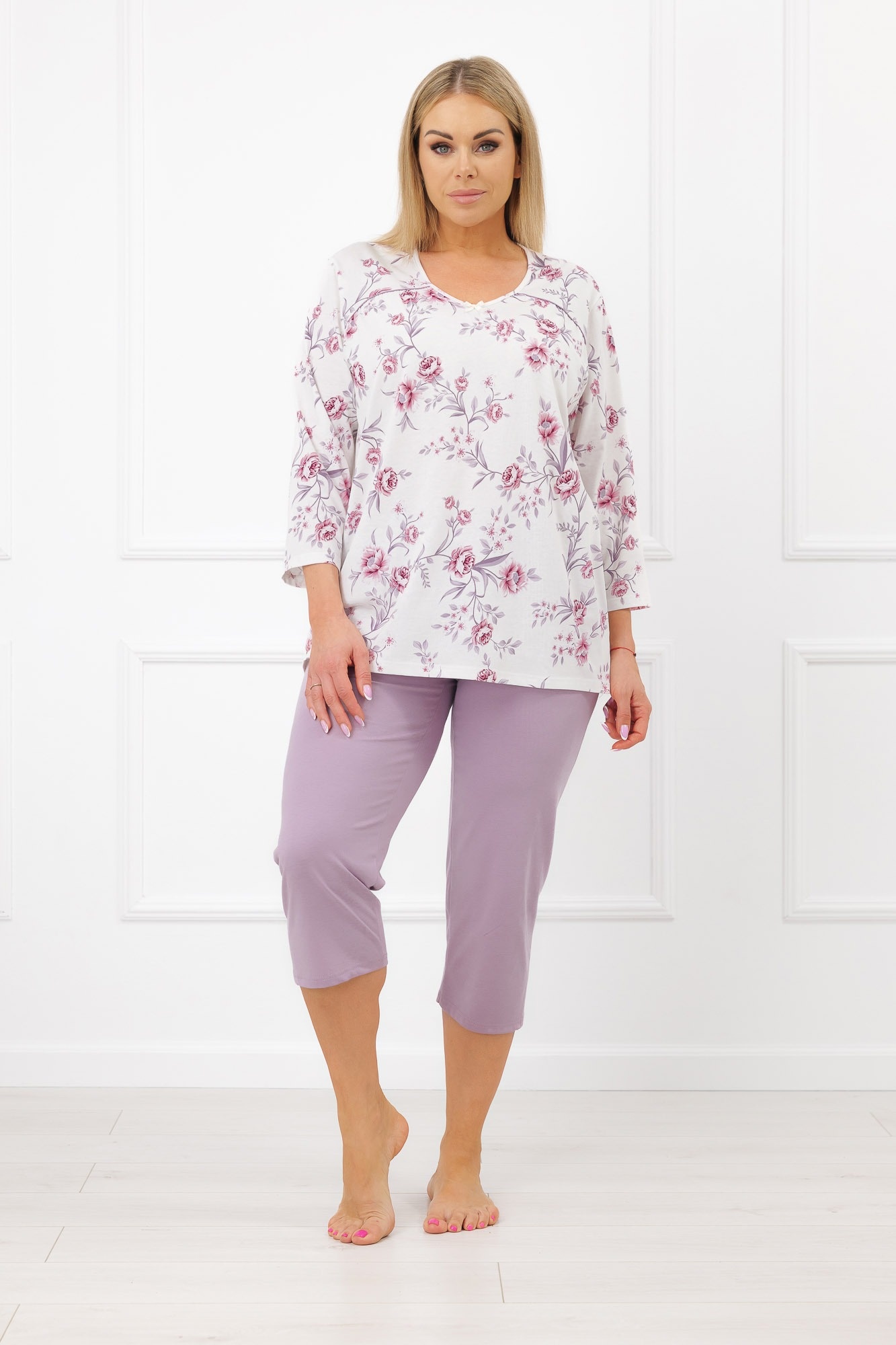 pizama-damska-italian-fashion-438glk.jpg Piżama damska 3/4 rękaw, 3/4 spodnie Mariella - obrazek 1
