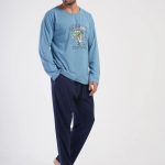 Piżama Męska Vienetta Lucky, Niebieski, r. 1XL 3XL