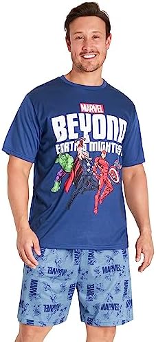 pizama-meska-3xl-503kbl.jpg Marvel Piżama męska M 3XL lato krótkie rękawy bawełniane szorty dla taty i chłopców krótkie oryginalne prezenty, granatowy, XXL : Amazon.pl: Moda - obrazek 1