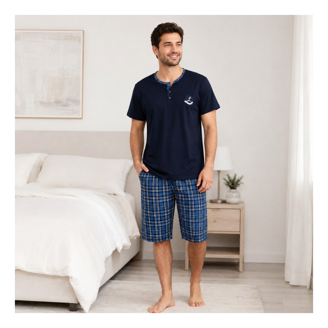 pizama-meska-3xl-516mls.jpg Piżama męska bawełniana krótka w granatowym kolorze M L XL 2XL 3XL - obrazek 1