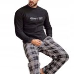 ELEGANCKA CIEPŁA POLAROWA PIŻAMA MĘSKA DRES STRÓJ DOMOWY SPODNIE W KRATĘ M, 8699037410382 • Cena • Opinie Allegro